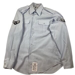 Defense Logistics Agency US AirForce Shirt 16.5 x 36 Light Blue Long Sleeve Rank